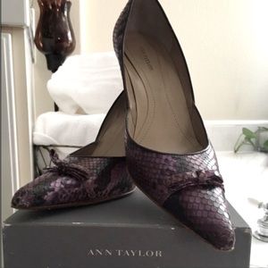 Women's, hardly worn snakeskin pumps. 2 1/2inch heels.